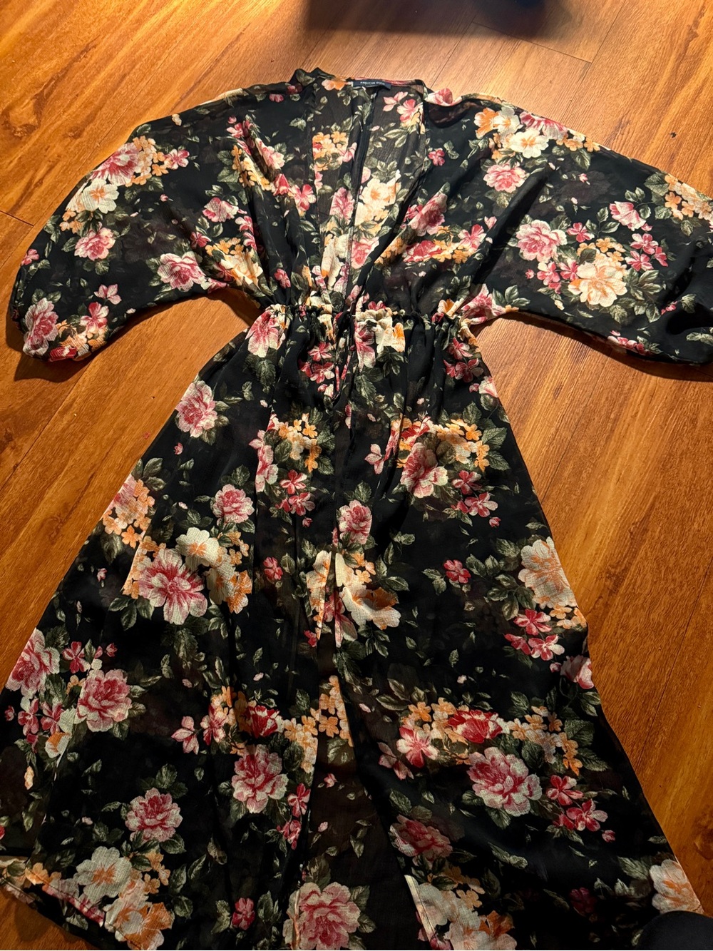 American Eagle Outfitters Black Floral Sheer Top